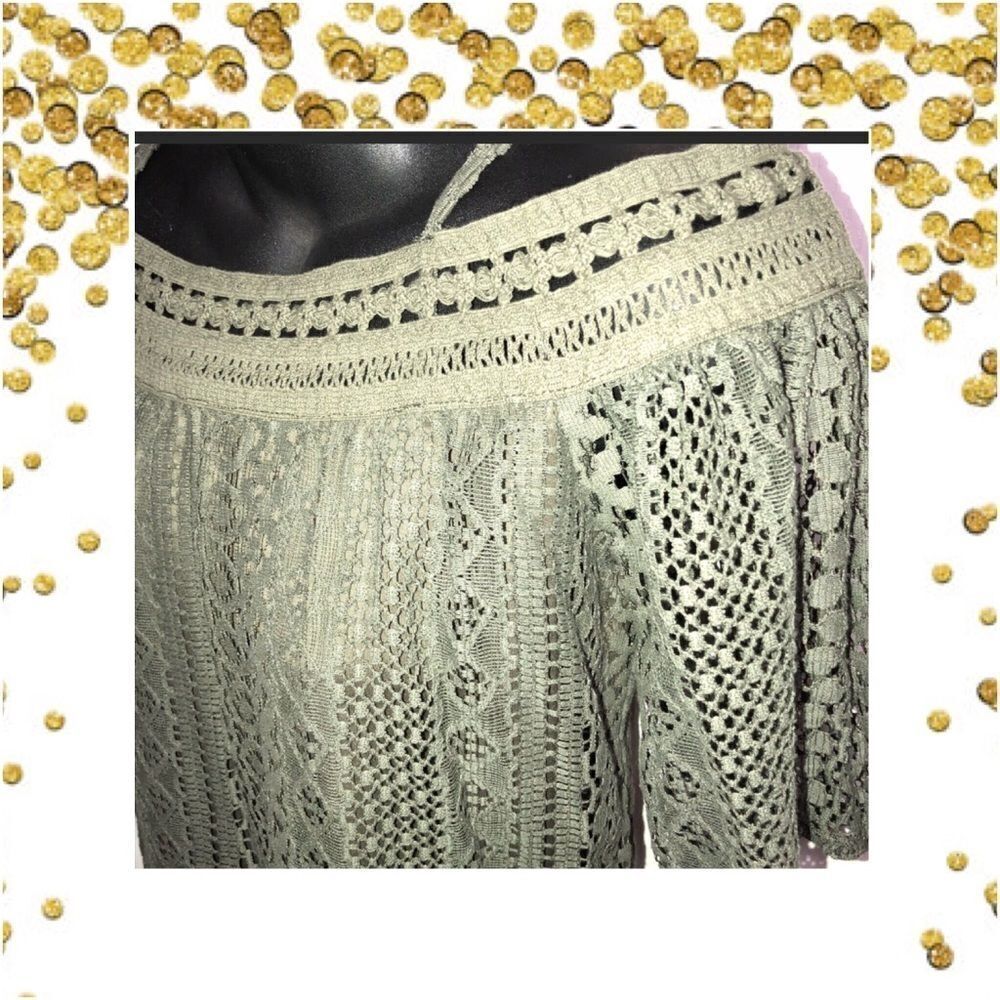 LACE top olive green Sage lace Retail $47 NWT - Picture 3 of 7